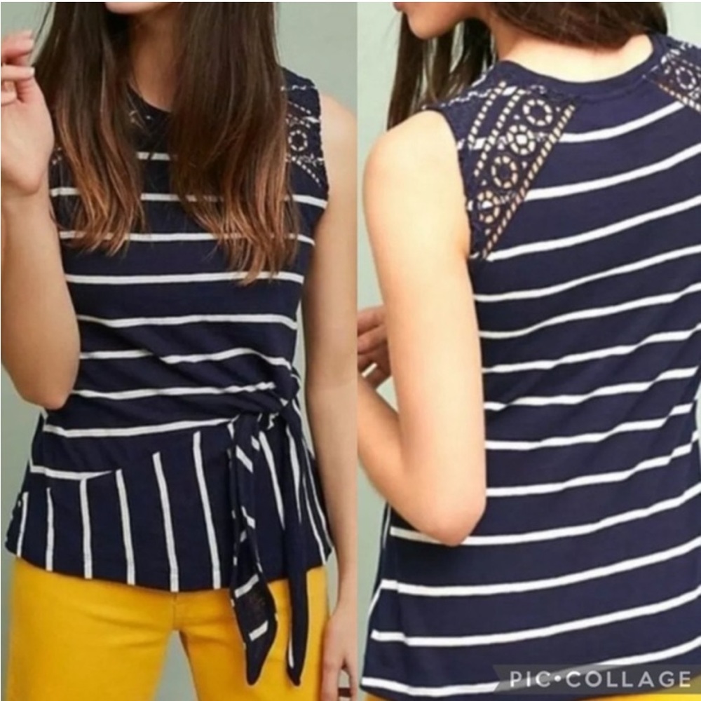 Anthropologie postmark sail away tank top in blue and white stripes!